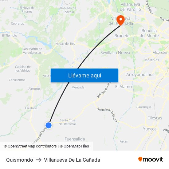 Quismondo to Villanueva De La Cañada map