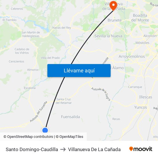Santo Domingo-Caudilla to Villanueva De La Cañada map