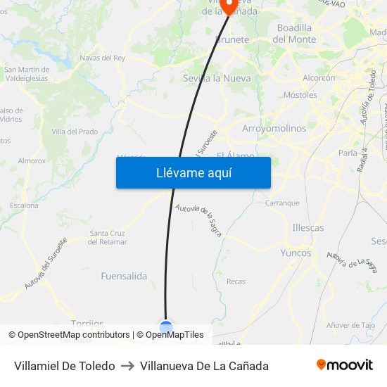 Villamiel De Toledo to Villanueva De La Cañada map