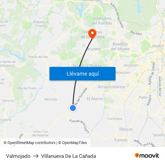 Valmojado to Villanueva De La Cañada map