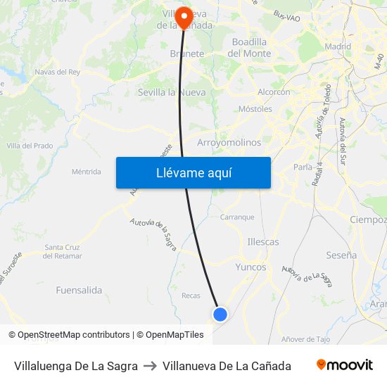 Villaluenga De La Sagra to Villanueva De La Cañada map