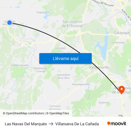 Las Navas Del Marqués to Villanueva De La Cañada map