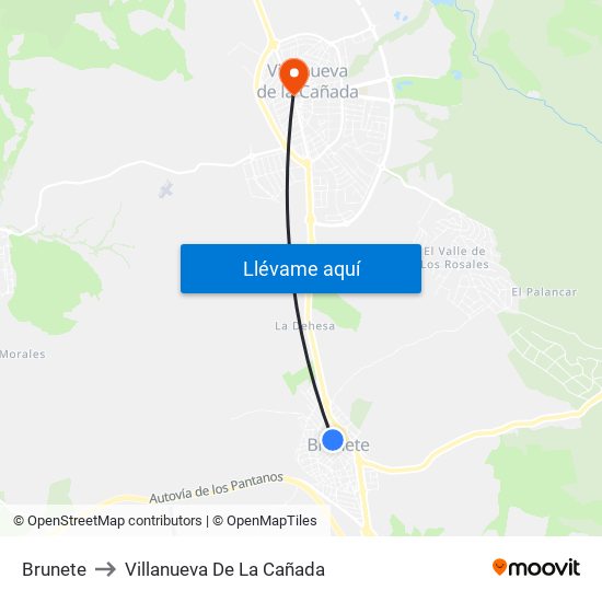 Brunete to Villanueva De La Cañada map