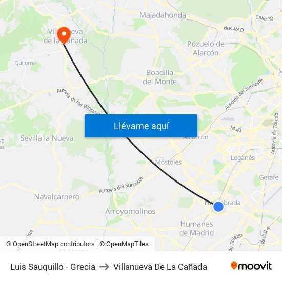 Luis Sauquillo - Grecia to Villanueva De La Cañada map