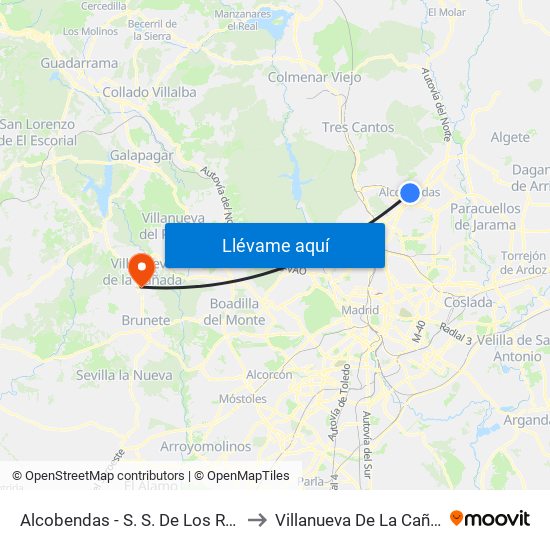 Alcobendas - S. S. De Los Reyes to Villanueva De La Cañada map