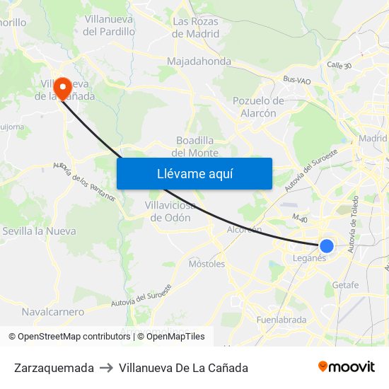 Zarzaquemada to Villanueva De La Cañada map