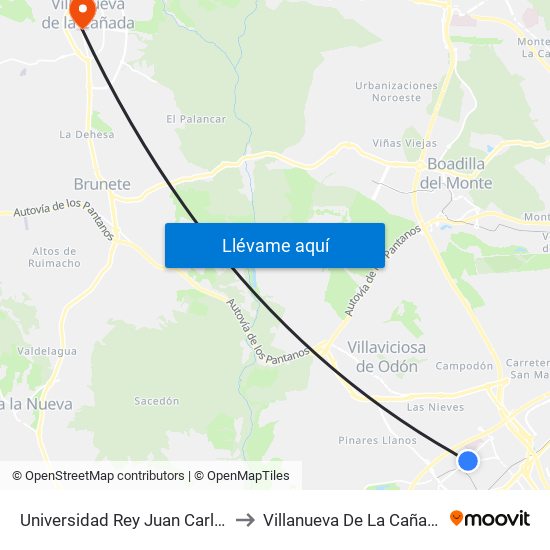 Universidad Rey Juan Carlos to Villanueva De La Cañada map