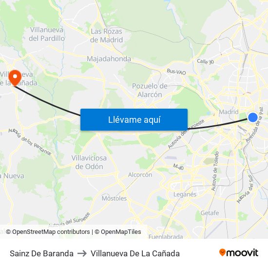 Sainz De Baranda to Villanueva De La Cañada map