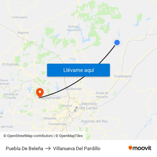 Puebla De Beleña to Villanueva Del Pardillo map