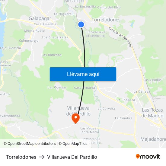 Torrelodones to Villanueva Del Pardillo map