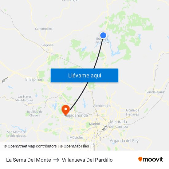 La Serna Del Monte to Villanueva Del Pardillo map
