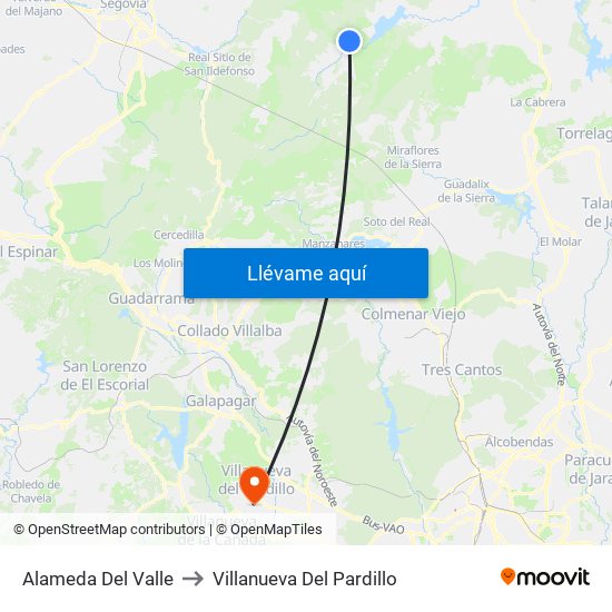 Alameda Del Valle to Villanueva Del Pardillo map