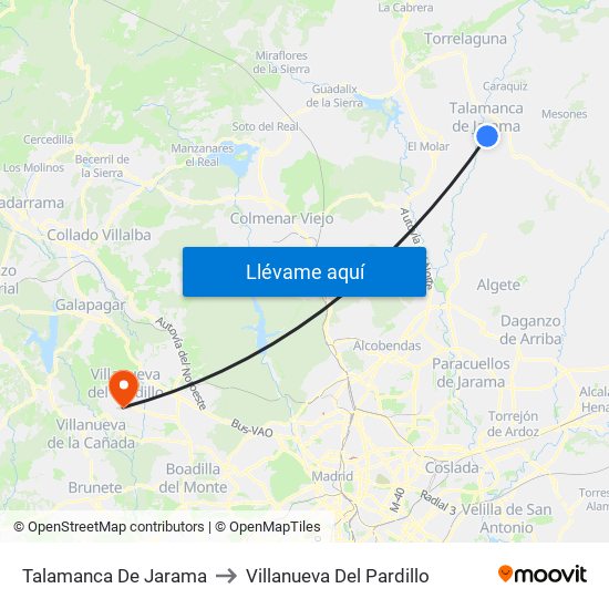 Talamanca De Jarama to Villanueva Del Pardillo map