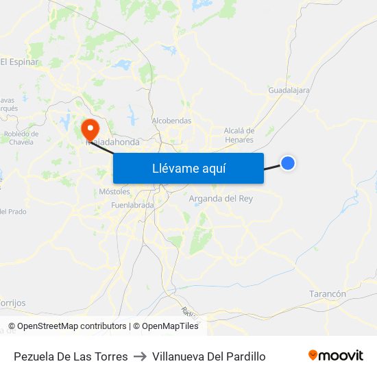 Pezuela De Las Torres to Villanueva Del Pardillo map