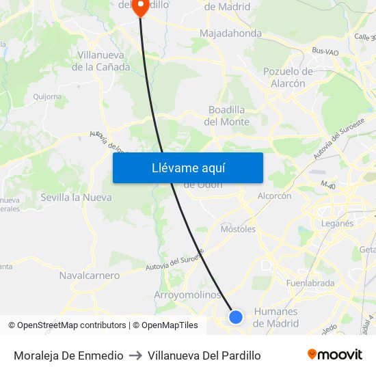 Moraleja De Enmedio to Villanueva Del Pardillo map