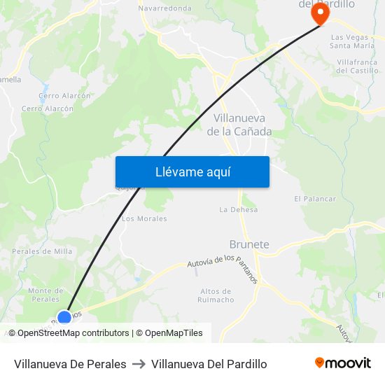 Villanueva De Perales to Villanueva Del Pardillo map