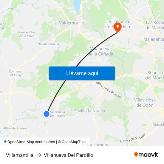 Villamantilla to Villanueva Del Pardillo map