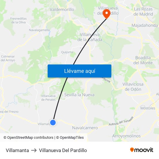 Villamanta to Villanueva Del Pardillo map
