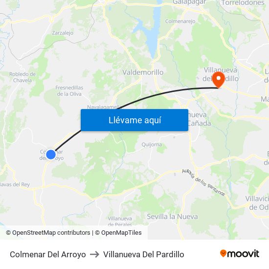 Colmenar Del Arroyo to Villanueva Del Pardillo map