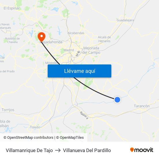 Villamanrique De Tajo to Villanueva Del Pardillo map