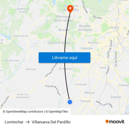 Lominchar to Villanueva Del Pardillo map