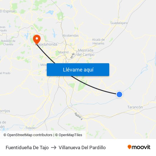 Fuentidueña De Tajo to Villanueva Del Pardillo map