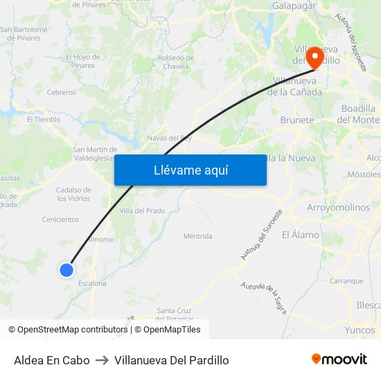 Aldea En Cabo to Villanueva Del Pardillo map