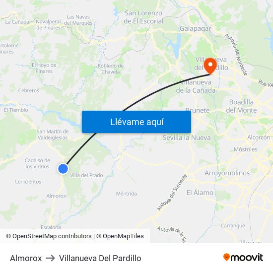 Almorox to Villanueva Del Pardillo map