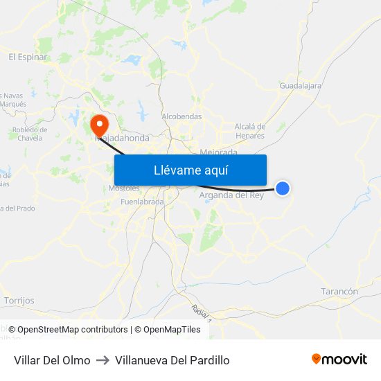 Villar Del Olmo to Villanueva Del Pardillo map