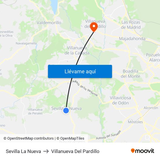 Sevilla La Nueva to Villanueva Del Pardillo map