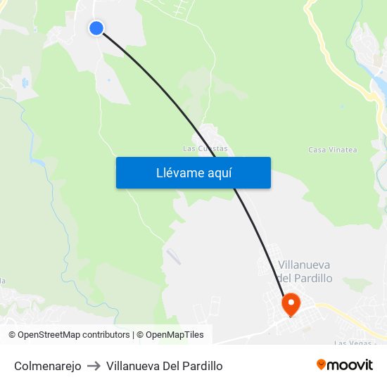 Colmenarejo to Villanueva Del Pardillo map