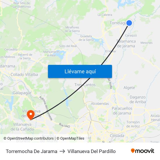 Torremocha De Jarama to Villanueva Del Pardillo map