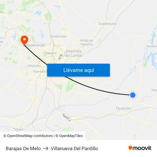 Barajas De Melo to Villanueva Del Pardillo map