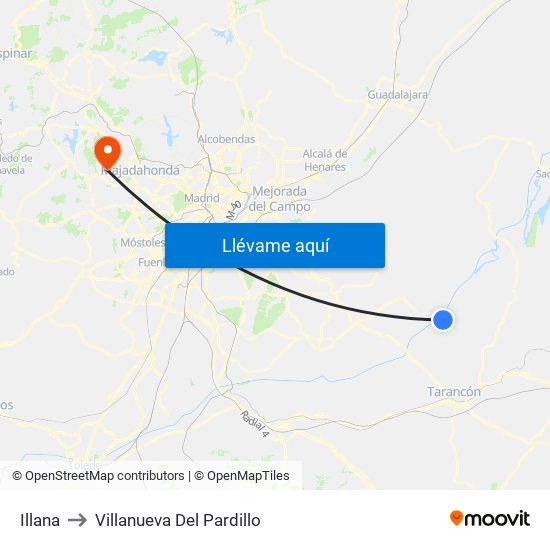 Illana to Villanueva Del Pardillo map