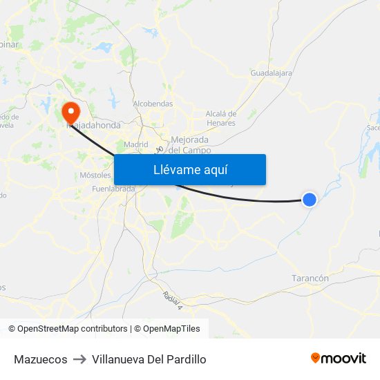Mazuecos to Villanueva Del Pardillo map