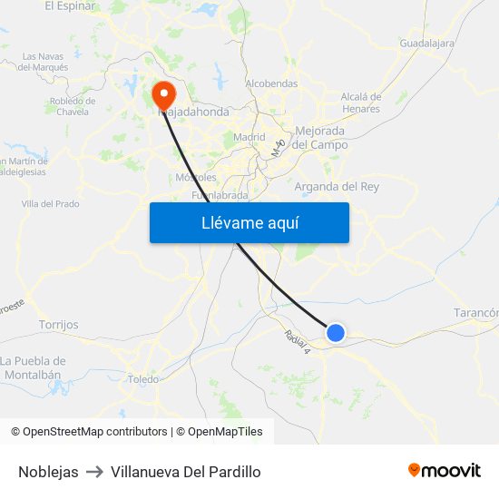 Noblejas to Villanueva Del Pardillo map