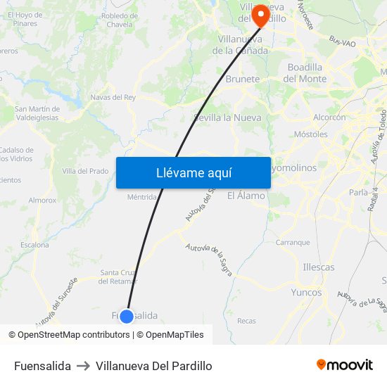 Fuensalida to Villanueva Del Pardillo map
