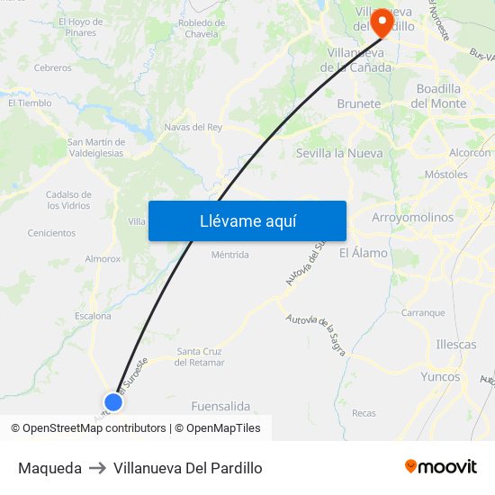 Maqueda to Villanueva Del Pardillo map