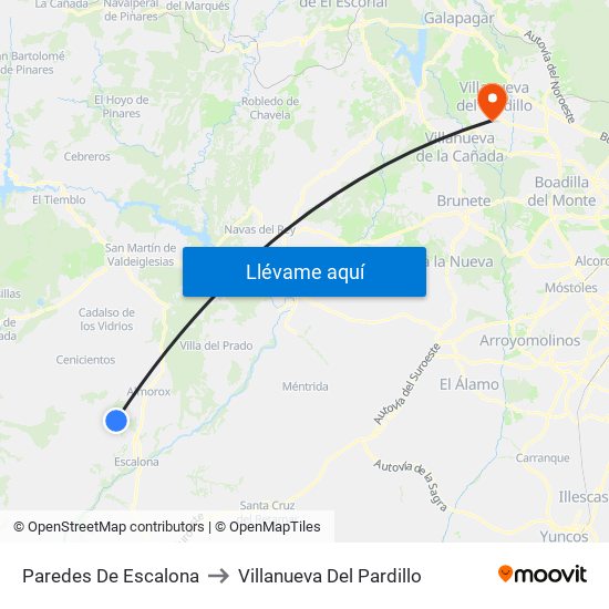 Paredes De Escalona to Villanueva Del Pardillo map