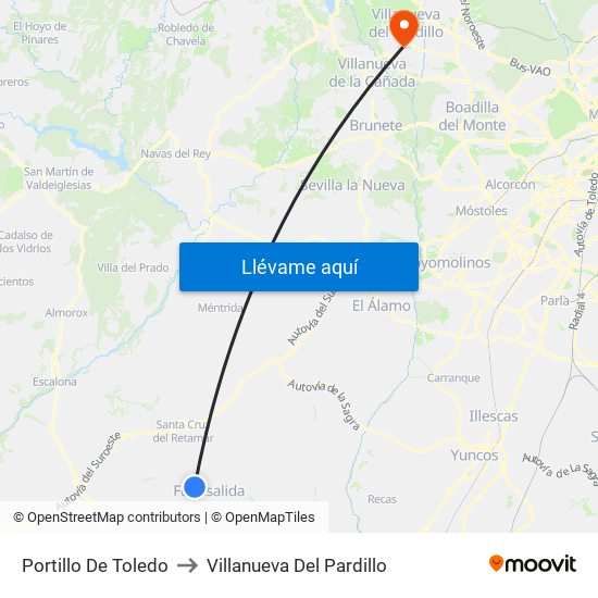 Portillo De Toledo to Villanueva Del Pardillo map