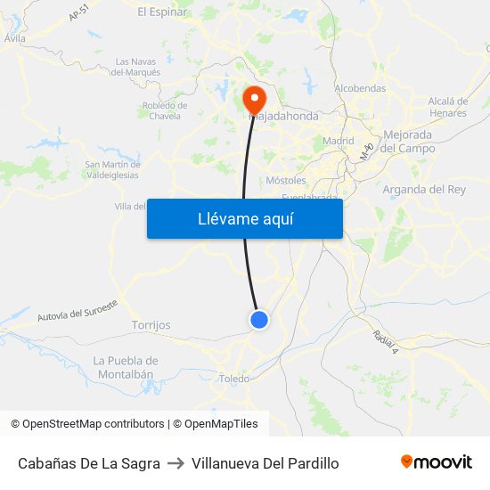 Cabañas De La Sagra to Villanueva Del Pardillo map
