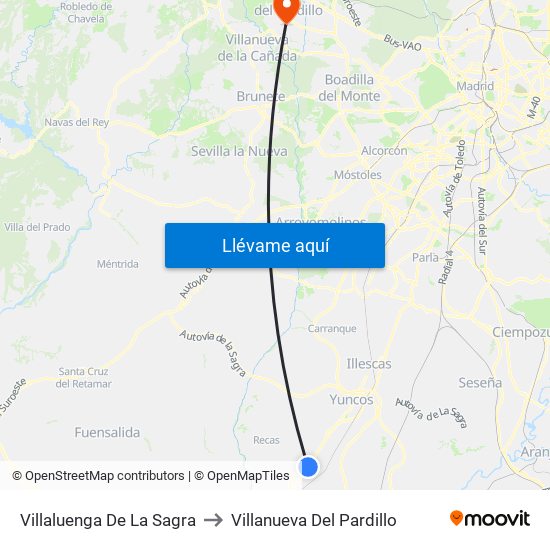 Villaluenga De La Sagra to Villanueva Del Pardillo map