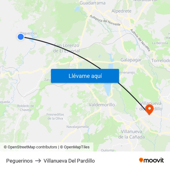 Peguerinos to Villanueva Del Pardillo map