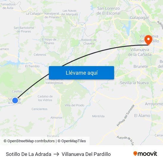 Sotillo De La Adrada to Villanueva Del Pardillo map