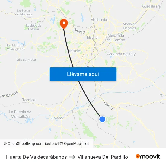 Huerta De Valdecarábanos to Villanueva Del Pardillo map