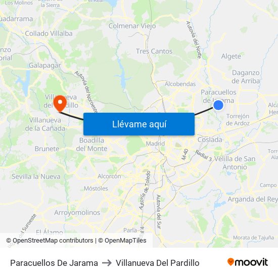 Paracuellos De Jarama to Villanueva Del Pardillo map