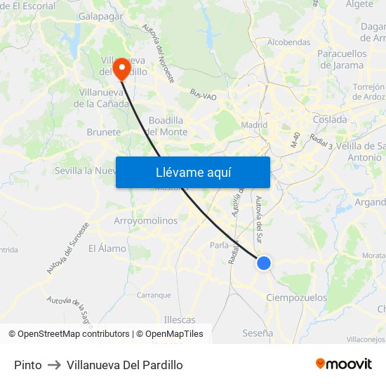 Pinto to Villanueva Del Pardillo map