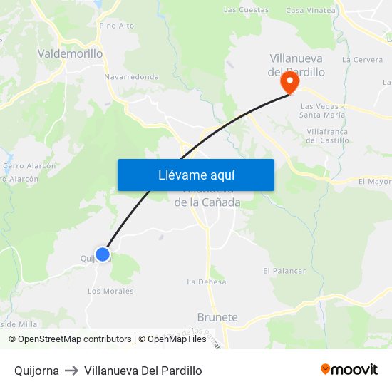 Quijorna to Villanueva Del Pardillo map