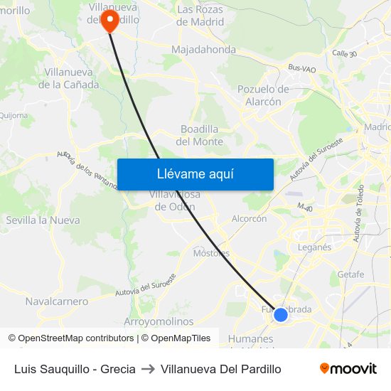 Luis Sauquillo - Grecia to Villanueva Del Pardillo map