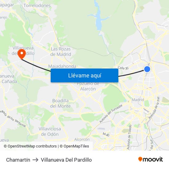 Chamartín to Villanueva Del Pardillo map